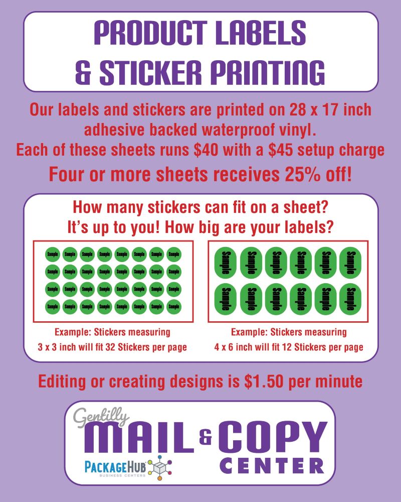 Custom Sticker & Label Printing in New Orleans, LA | Gentilly Mail